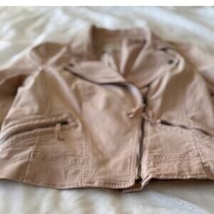 Ann Taylor LOFT Blush Zip Front Utility Jacket Size M